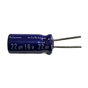 Capacitor Eletrolítico 22uF x 16V RD 85º Nichicon