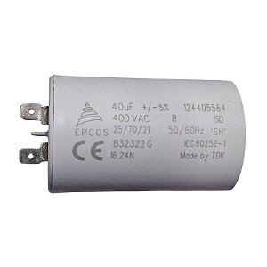 Capacitor Polipropileno 40uF x 400Vac 50/60Hz Plástico Faston Epcos