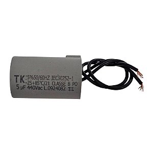 Capacitor Polipropileno 5uF x 450V 50/60Hz Plástico Fio TK
