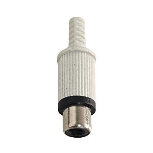Conector Plug RCA Fêmea Plástico Branco Estriado