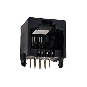 Conector RJ45 Fêmea YH55-05-B 8P8C Para Placa 90° Preto