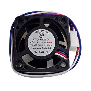 Cooler 40 x 40 x 20MM 12V 7000RPM 1.92W 3 Fios RT-040 11.210