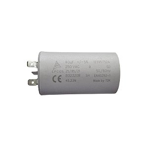 Capacitor Polipropileno 40uF x 250Vac 50/60Hz Plástico Faston Epcos