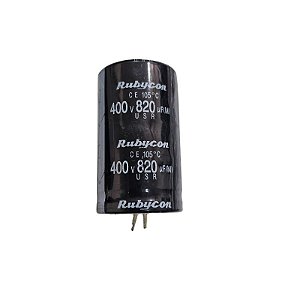 Capacitor Eletrolítico 820uF x 400V 105º Snapin Rubycon