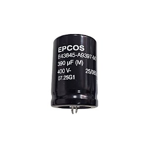 Capacitor Eletrolítico 390uF x 400V RD 85° Snapin B43845-A9397-M7