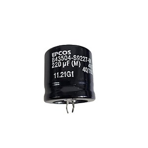 Capacitor Eletrolítico 220uF x 400V RD 105º Snapin 30DX30A B43504-S9227-M Epcos