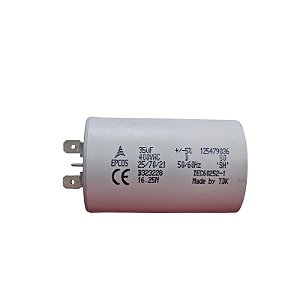 Capacitor de Partida 35uF x 400V 50/60Hz Plástico Faston B32322-G4356-J010 45Dx71A Epcos