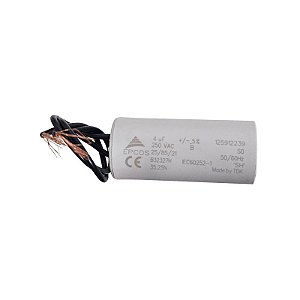 Capacitor Polipropileno 4uF x 250V 50/60Hz Plástico Fio Epcos