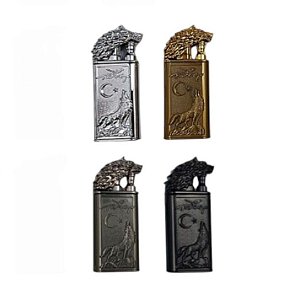 Isqueiro Maçarico 2 em 1 Lobo Personalizado Prateado