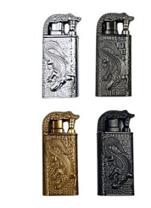 Isqueiro Maçarico 2 em 1 Jacaré Prateado