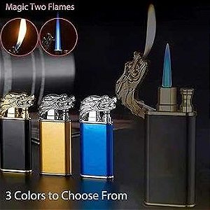 Isqueiro Maçarico 2 em 1 Dragão Preto