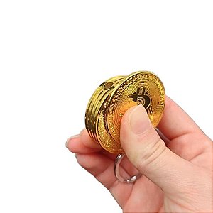 Isqueiro Maçarico Recarregável Bitcoin Dourado