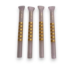 Piteira de vidro Fosca com Fios Dourados Louco 4i20 7cm 6mm ( 1Und )