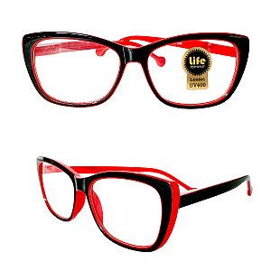 Óculos Grau +0.50 a +4.50 Gatinho Vermelho Lente Leitura