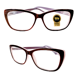 Óculos Grau +0.50 a +4.50 Gatinho Rosa com Preto Lente Leitura