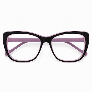 Óculos Grau +0.50 a +4.00 Gatinho Rosa com Preto Lente Leitura