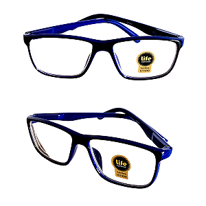 Óculos Grau -0.50 a -5.00 Justin Azul com Preto Miopia
