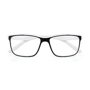 Óculos Grau -0.50 a -5.00 Justin Branco com Preto Miopia