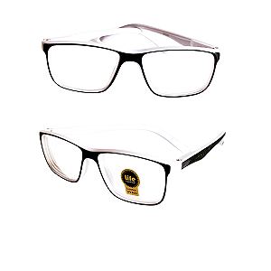 Óculos Grau -0.50 a -5.00 Justin Branco com Preto Miopia