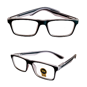 Óculos Grau +0.50 a +4.50 Emborrachado Justin Cinza Lente Leitura