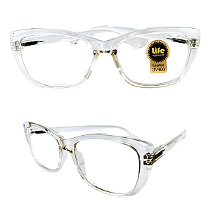 Óculos Grau +0.50 a +4.50 Gatinho Transparente Lente Leitura