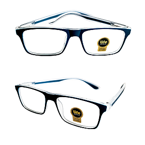 Óculos Grau +0.50 a +4.00 Emborrachado Armação Azul Transparente Lente Leitura