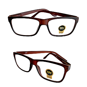 Óculos Grau +0.50 a +4.50 Emborrachado Justin Marrom Lente Leitura