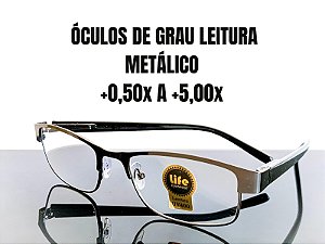 Armação Grau + 0.50 a + 4.00 Metal Fechado Cinza Lente Descanso Leitura
