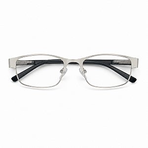 Óculos Grau +0.50 a +4.50 Armação Metálica Prata Lente Leitura