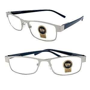 Óculos Grau +0.50 a +4.50 Armação Metálica Prata Lente Leitura