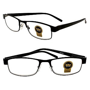 Óculos Grau +0.50 a +4.50 Armação Metálico Preto Lente Leitura