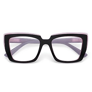 Óculos Grau +0.50 a +4.00 Marilia Rosa com Preto Lente Leitura