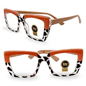 Óculos Grau +0.50 a +4.00 Marilia Laranha Oncinha Lente Leitura