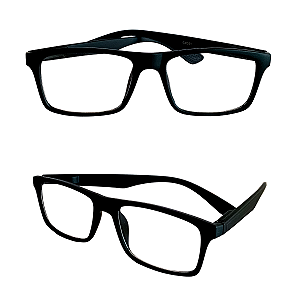 Óculos Grau +0.50 a +4.00 Emborrachado Armação Preta Lente Leitura