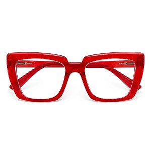 Óculos Grau +0.50 a +4.00 Marilia Vermelho Transparente Lente Leitura