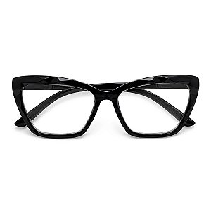 Óculos Grau +0.50 a +4.50 Gatinho Ondulado Preto Lente Leitura
