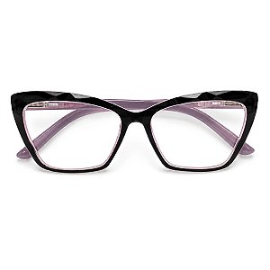 Óculos Grau +0.50 a +4.50 Gatinho Ondulado Rosa com Preto Lente Leitura