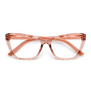 Óculos Grau +0.50 a +4.50 Gatinho Ondulado Rosa Transparente Lente Leitura