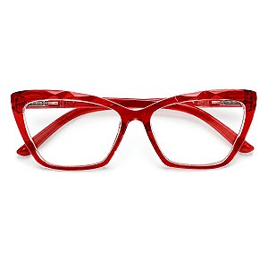 Óculos Grau +0.50 a +4.50 Gatinho Ondulado Vermelho Trasnparente Lente Leitura