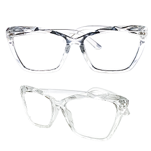 Óculos Grau +0.50 a +4.50 Gatinho Ondulado Trasnparente Lente Leitura