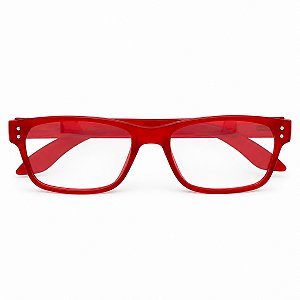 Óculos Emborrachado com Rebites Vermelho Transparente Grau +0,50 até +5,00 Hipermetropia