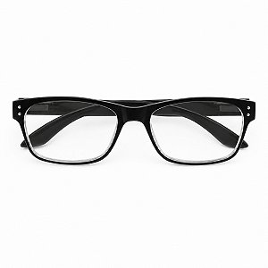 Óculos Emborrachado com Rebites Preto Transparente Grau +0,50 até +5,00 Hipermetropia