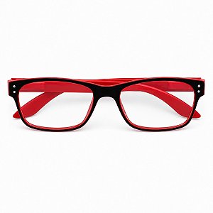 Óculos Emborrachado com Rebites Vermelho com Preto Grau +0,50 até +5,00 Hipermetropia