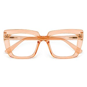 Óculos Quadrado Marília Laranja Transparente Grau +0,50 até +5,00 Hipermetropia Feminino