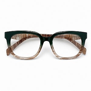 Óculos Retângular Gatinho Verde Leopardo Grau +0,50 até +4,00 Hipermetropia Vista Cansada