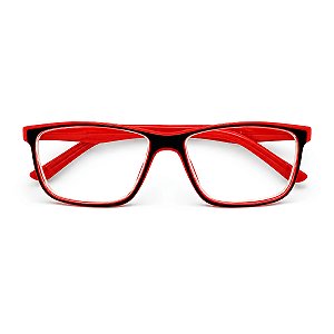 Óculos Grau -0.50 a -5.00 Justin Vermelho com Preto Miopia