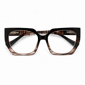 Óculos Grau +0.50 a +4.00 Hexagonal Marilia Marrom Leopardo Lente Leitura