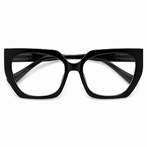Óculos Grau +0.50 a +4.00 Hexagonal Marilia Preto Lente Leitura