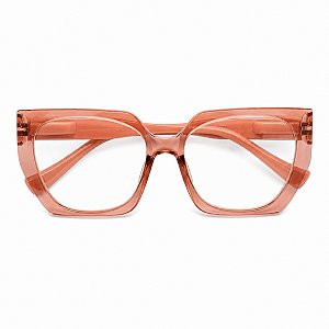 Óculos Grau +0.50 a +4.00 Hexagonal Marilia Rosa Transparente Lente Leitura Hipermetropia
