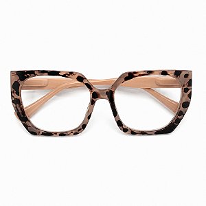 Óculos Grau +0.50 a +4.00 Hexagonal Marilia Rosa Leopardo Lente Leitura Hipermetropia